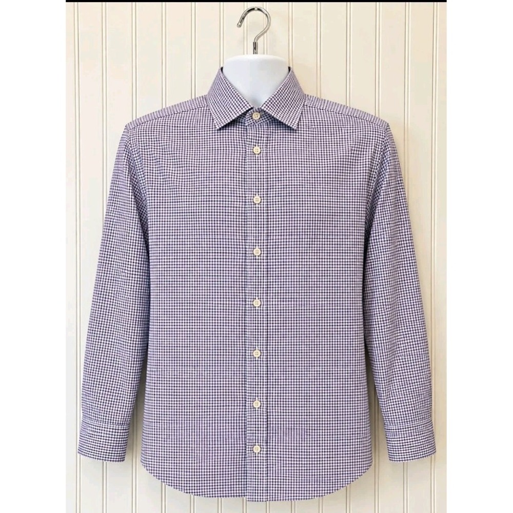Charles Tyrwhitt Men's Dress Shirt 16/34 Slim Fit White Purple Non-Iron
